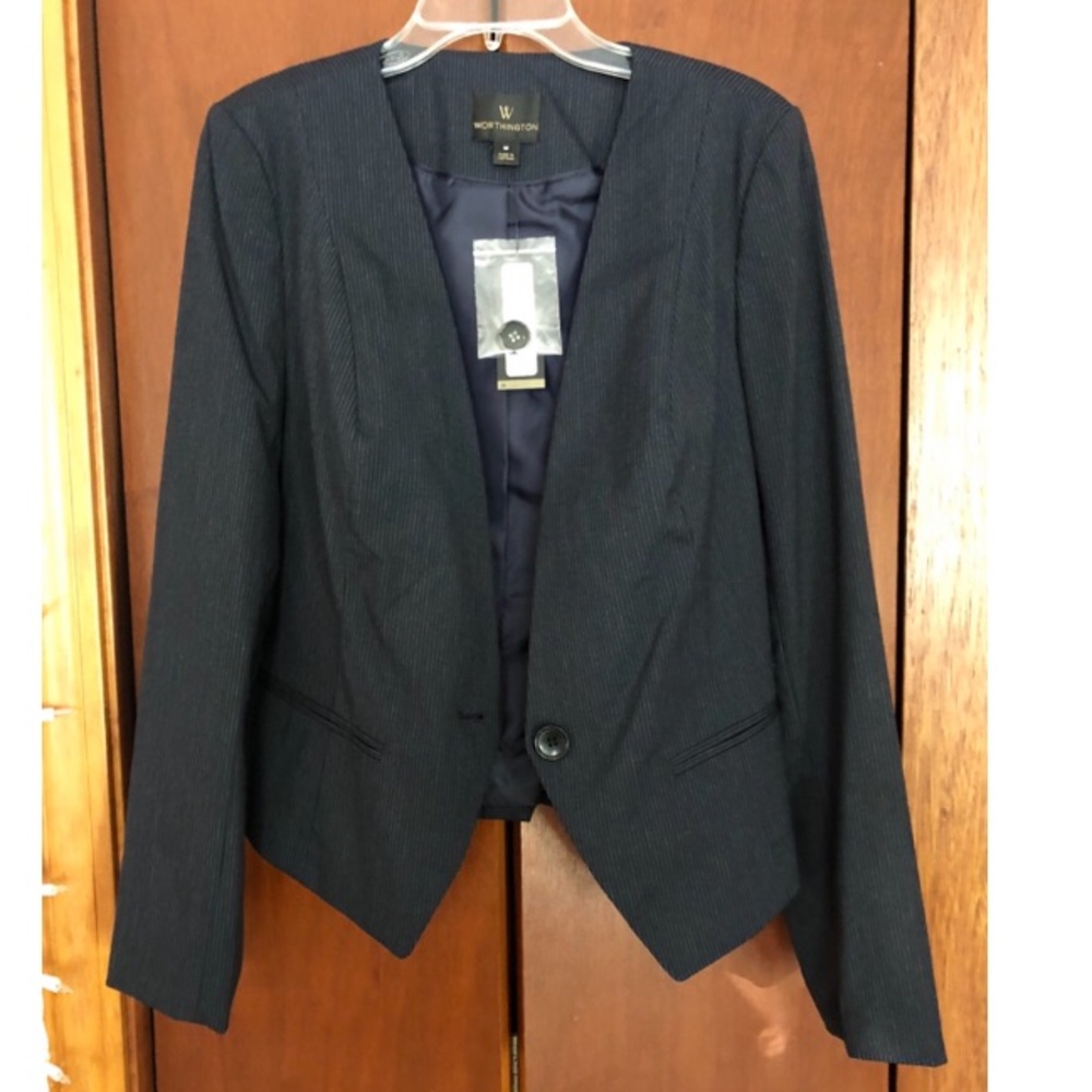 Navy Pinstripe Blazer